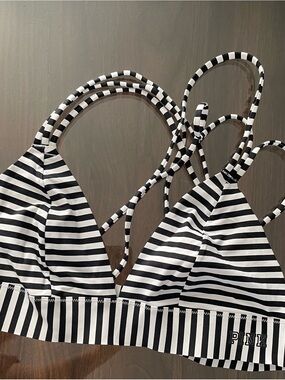 PINK Victoria's Secret Black & White Striped Bralette